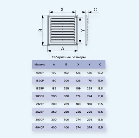 2121Р Beige (бежевый) ERA Решетка вентиляционная Р сетка разъемная 209х209 пластик